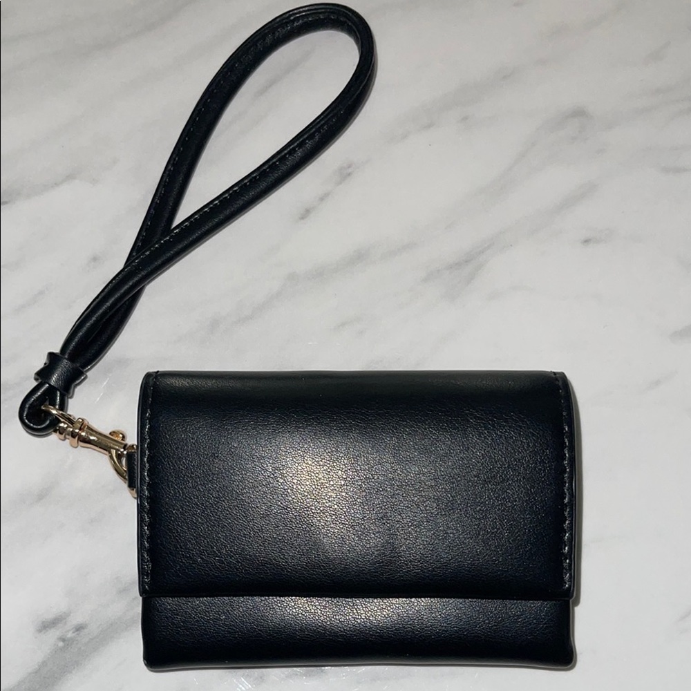 "A New Day" Black Faux Leather Mini Wristlet